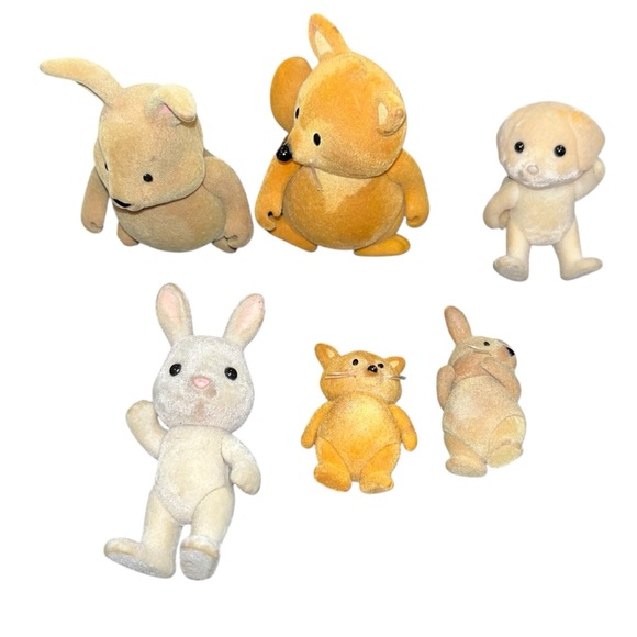 Vintage calico critters Sylvanian Families Lil Woodzeez lot Fox bunnies - Picture 1 of 5